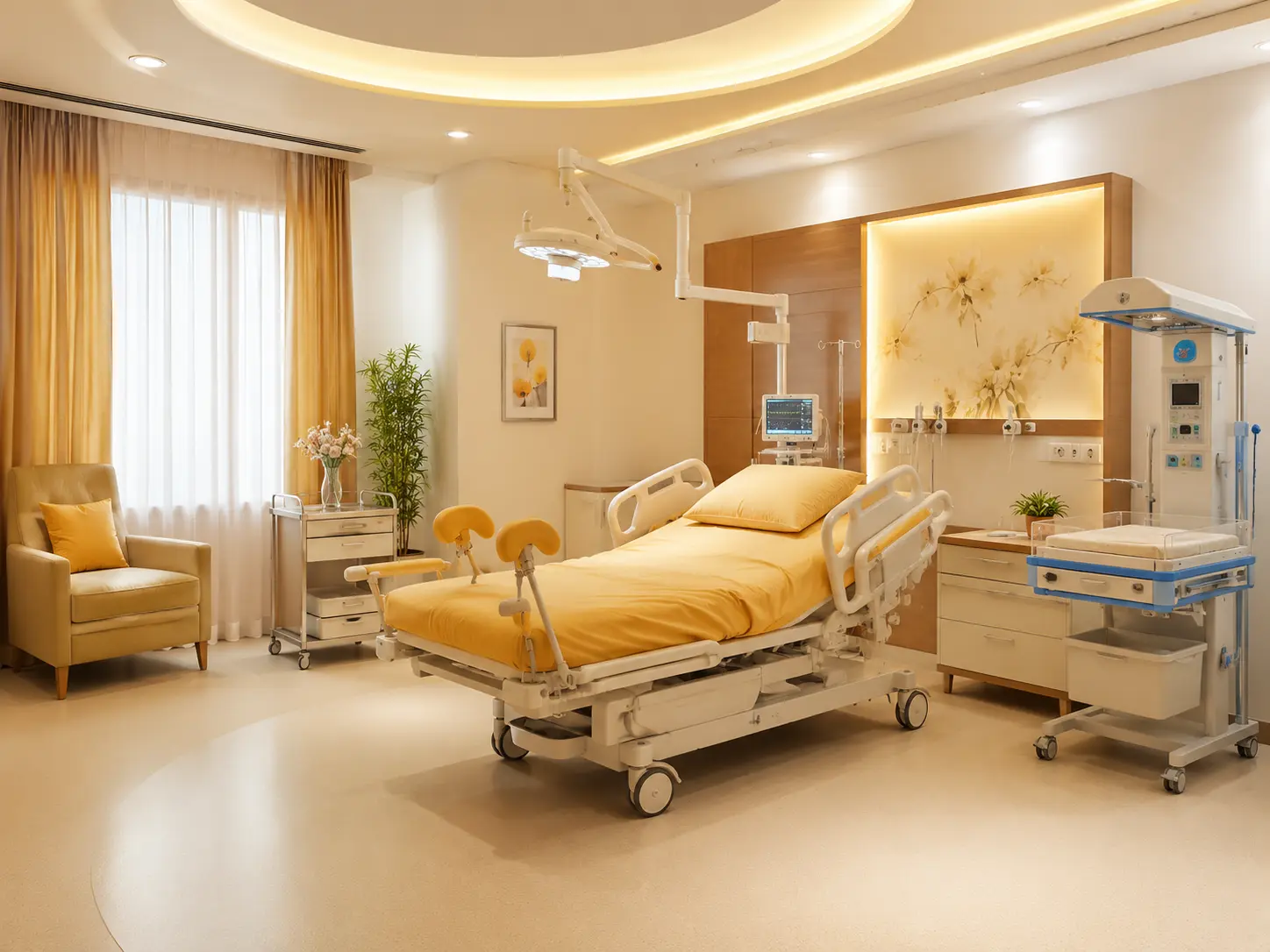 premium maternity labor room at VISWAS Gynec Hospital India