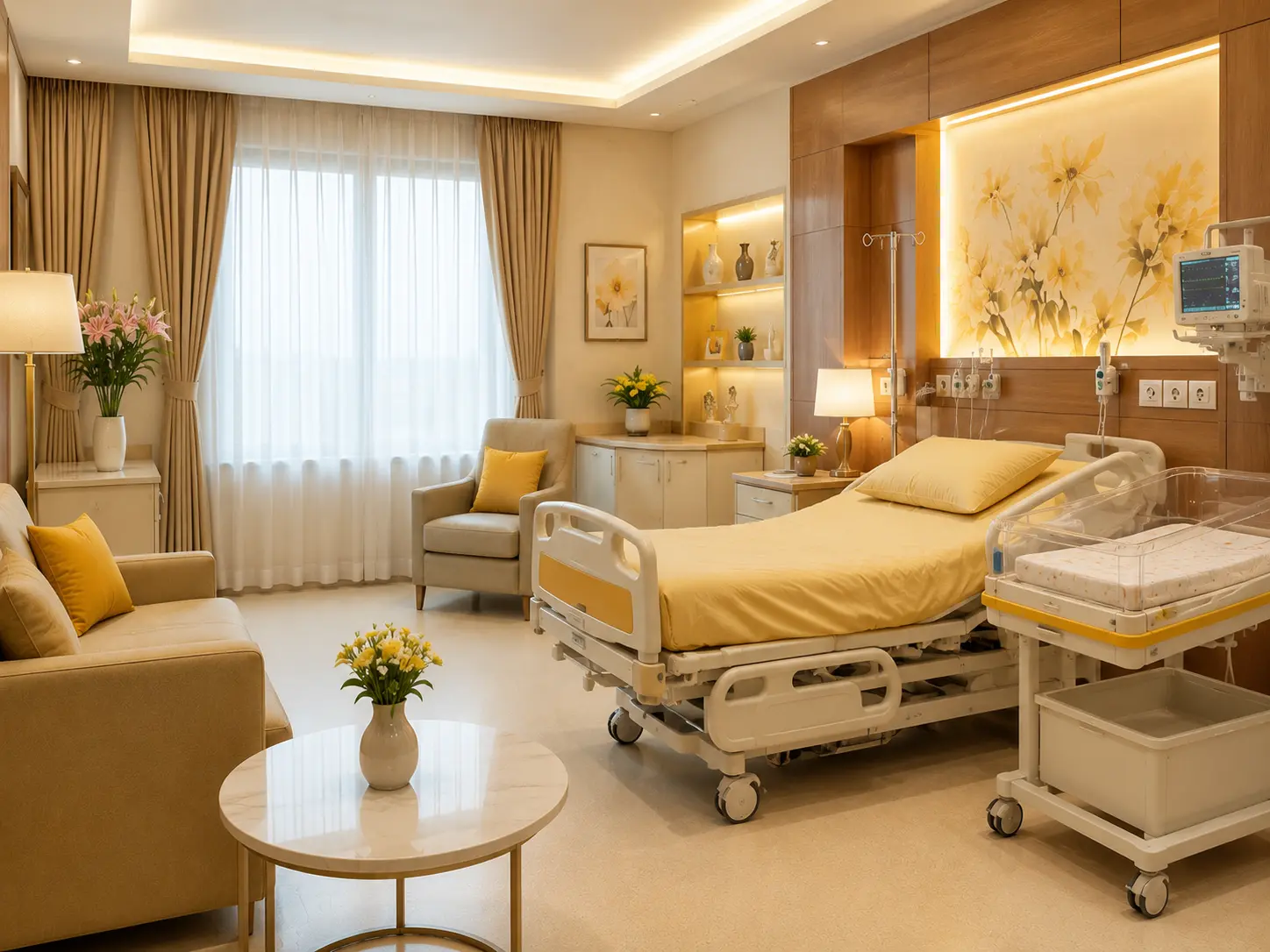 comfortable maternity room VISWAS Gynec Hospital India